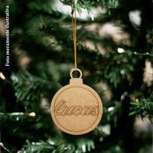 Kit 20 Bolas Personalizadas com Nome Árvore de Natal MDF Cru
