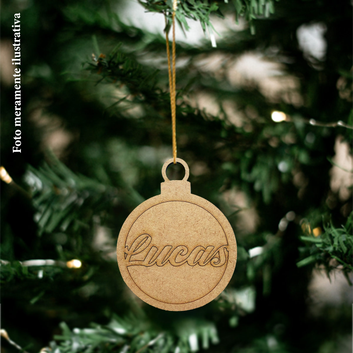 Kit 20 Bolas Personalizadas com Nome Árvore de Natal MDF Cru