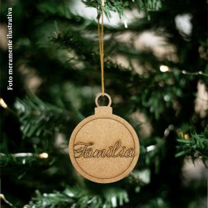 Kit 20 Bolas para Árvore de Natal com Palavras MDF Cru