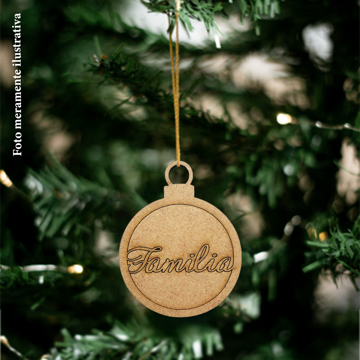 Kit 20 Bolas para Árvore de Natal com Palavras MDF Cru