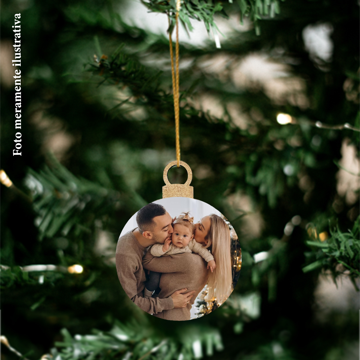 Kit 20 Bolas Personalizadas com Foto Árvore de Natal MDF Cru
