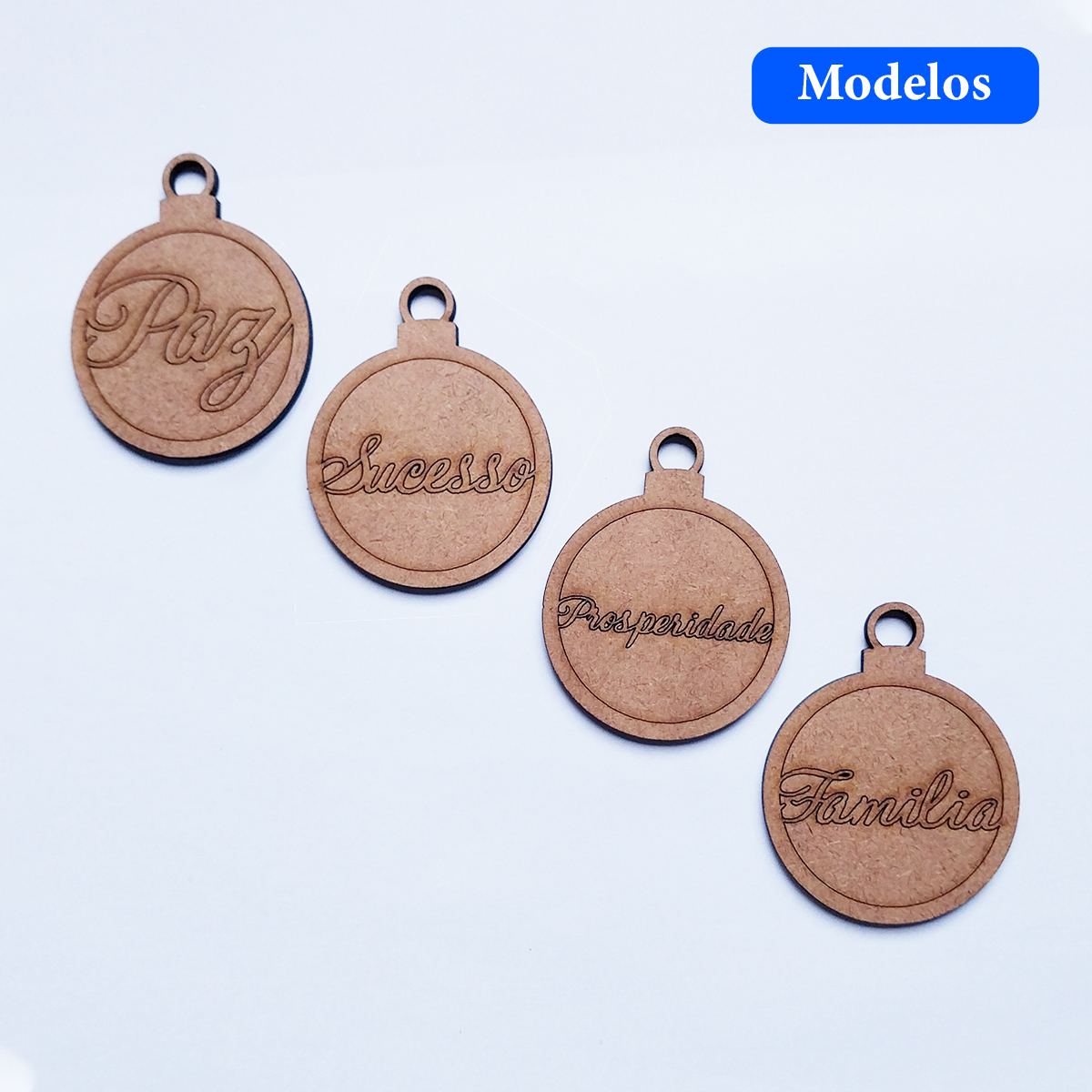 Kit 20 Bolas para Árvore de Natal com Palavras MDF Cru - Imagem 3