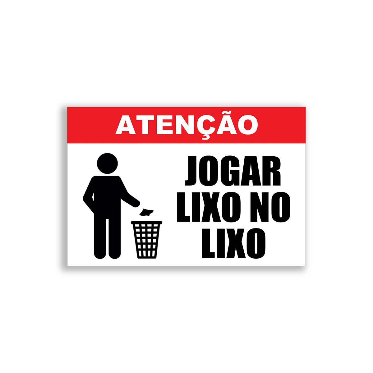 Placa de Sinalização em PVC Informativa Lixo no Lixo