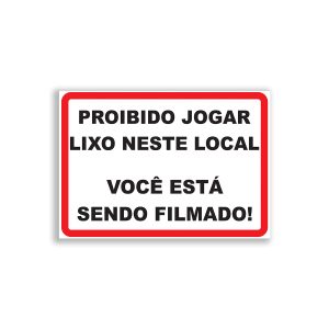Placa de Sinalização em PVC Informativa Proibido Jogar Lixo