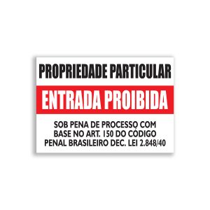 Placa de Sinalização em PVC Informativa Propriedade Privada